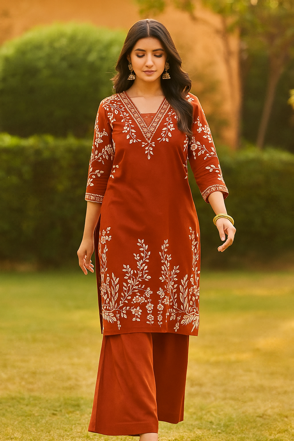 Rayon Handwork Printed Kurta Set - AZZLIAS WARDROBE